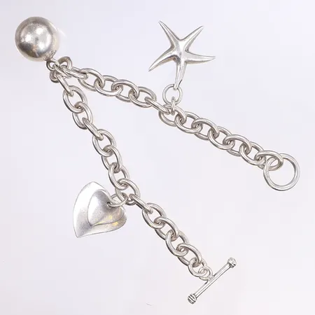Armband med berlocker, Ankare, 20,5cm, bredd 9mm, 925/1000 silver Vikt: 46,1 g