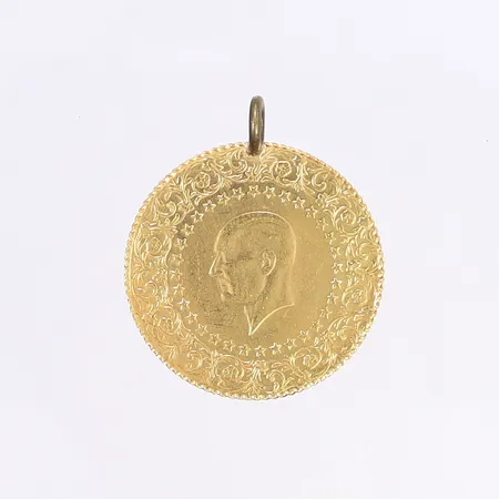 Hänge mynt, Ø30mm, ögla ej guld, 21K Bruttovikt: 7,2g Vikt: 7,2 g