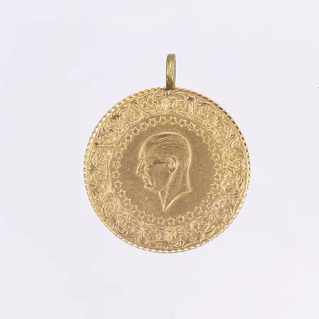 Hänge mynt, Ø30mm, ögla ej guld, 21K Bruttovikt: 7,2g Vikt: 7,2 g