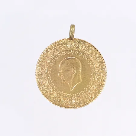 Hänge mynt, Ø30mm, ögla ej guld, 21K Bruttovikt: 7,2g Vikt: 7,2 g