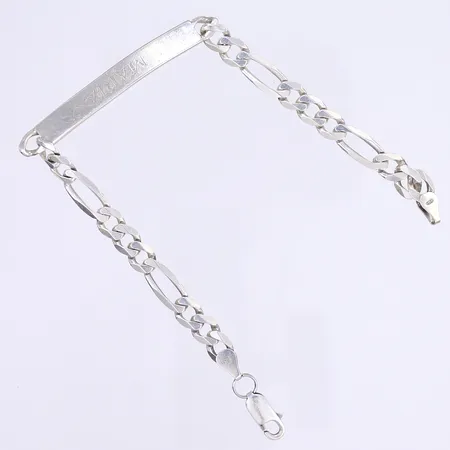 Armband Figaro med platta, 22cm, bredd 7mm, gravyr, silver 925/1000 Vikt: 13,6 g