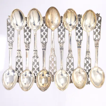 11 teskedar modell princess, 12cm, slitage, silver 830/1000 Vikt: 148,7 g
