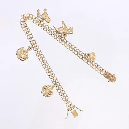 Armband X-länk med berlocker, 19cm, bredd 5mm, 18K Vikt: 10 g
