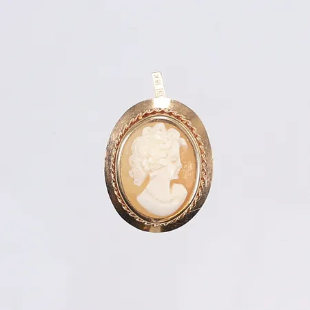 Hänge/brosch med camé, 23x18mm, 18K Bruttovikt: 2,4g Vikt: 2,4 g
