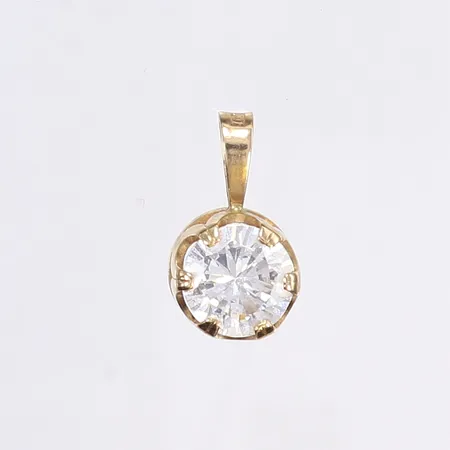 Hänge med vit sten troligen bergkristall, 23x13mm, 18K Vikt: 5,3 g