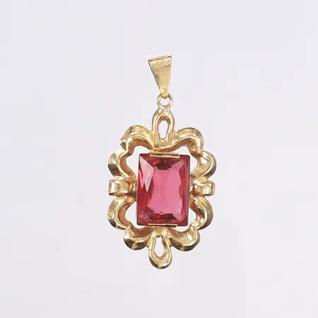 Hänge med röd sten, 33x17mm, 18K Vikt: 1,9 g