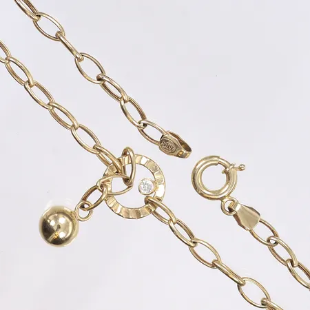 Halscollier, 50cm, bredd 4-11mm, ihålig, 14K Vikt: 8,4 g