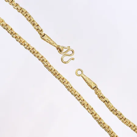 Halskedja, 52cm, bredd 4mm, bucklig, 23K 1 Baht Vikt: 15,2 g
