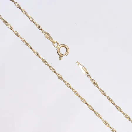 Halskedja Singapore, 45,5cm, bredd 1,5mm, slitage, 14K Vikt: 1,7 g