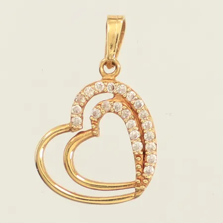 Hänge hjärta, stenar, längd 20mm, bredd 13,5mm, 18K Vikt: 1,3 g