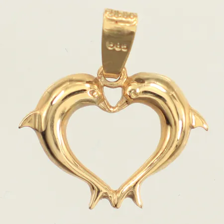 Hänge delfiner, längd 18mm, bredd 17,6mm, 14K  Vikt: 1,2 g