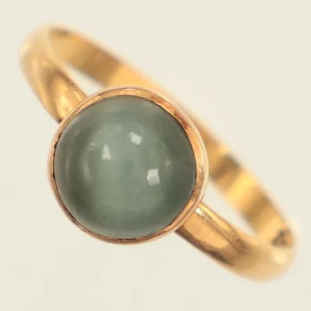 Ring, krysoberyll, kattöga, stl 17¼, bredd 2-8,4mm, 18K Vikt: 1,9 g