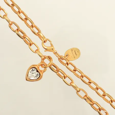 Collier, Dyrberg Kern, guldfärgad metall, vit sten, längd 47cm, bredd 7,1mm Vikt: 0 g