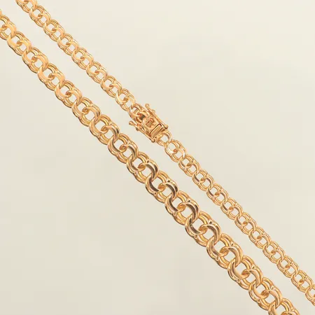 Collier Bismarck doserad, längd 42cm, bredd 5-8mm, Ringvägen Gulddesign Ab, år 1990, 18K Vikt: 22,8 g