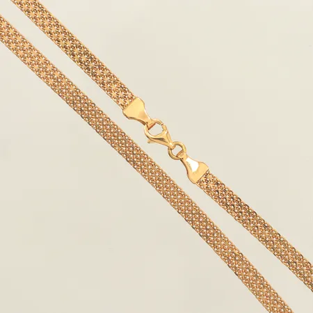 Collier, X-länk, längd 44cm, bredd 3,8mm, brott på länk, 18K Vikt: 8,2 g