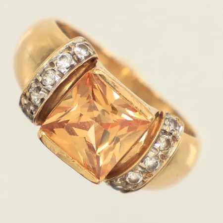 Ring, stenar, stl 18¾, bredd 3,6-9,6mm, 14K  Vikt: 5,5 g