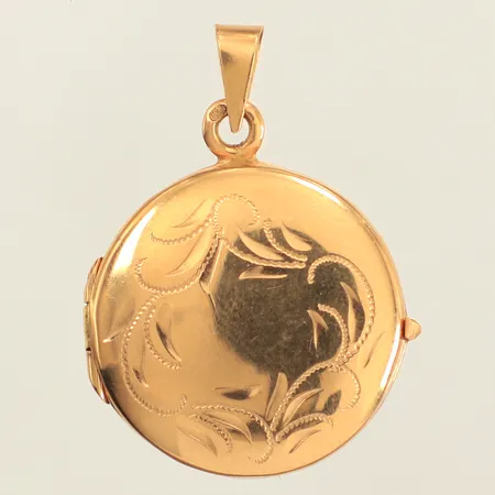 Medaljong, mönsterdekor, längd 31mm, Ø21,8mm, 18K Vikt: 6,3 g