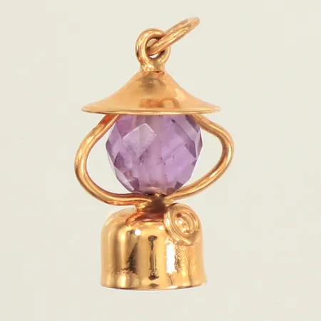 Berlock, lila sten, längd 20mm, bredd 12,8mm, 18K  Vikt: 1,5 g