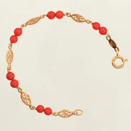 Armband, koraller, längd 14cm, bredd 2-4,9mm, 18K Vikt: 3,1 g
