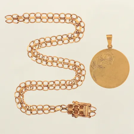Ett armband, trasigt, ett hänge, defekt, 18K  Vikt: 6,6 g