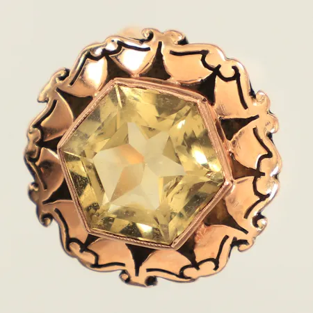 Ring, citrin, stl 15, bredd 1,6-17,9mm, 14K Vikt: 4,3 g