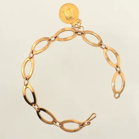 Armband, längd 20cm, bredd 11,2mm, berlock/medalj, gravyr, 18K Vikt: 19,3 g