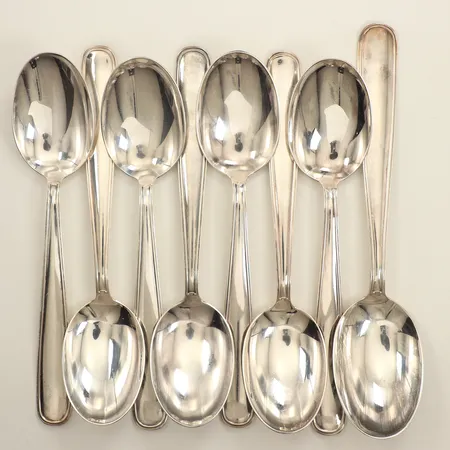 Åtta bordsskedar, längd 18cm, modell ambassad, GAB, silver Vikt: 499 g