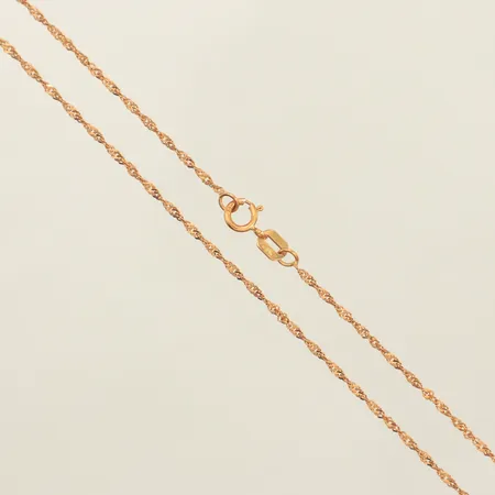 Kedja Singapore, längd 42cm, bredd 1,2mm, 18K  Vikt: 1,2 g