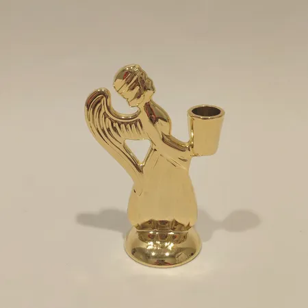 Ljusstake, Skultuna, skyddsängel, design Carl-Einar Borgström, höjd ca 9cm, nr I11, ljusmanschett, mässing, stearinljus 