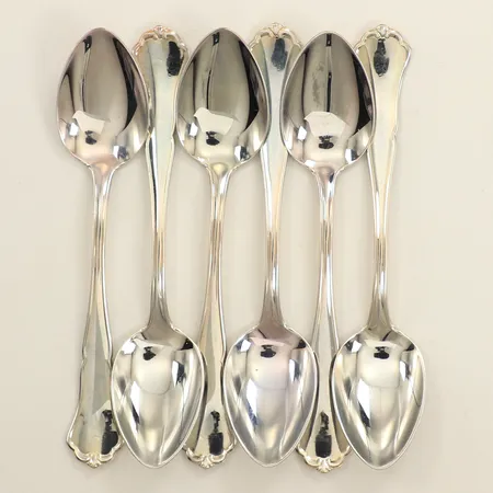 Sex kaffeskedar, längd 11,5cm, modell Viktoria, silver Vikt: 80,3 g