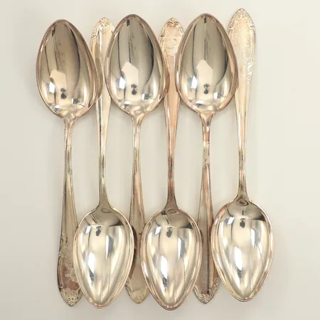 Sex bordsskedar, längd 18,5cm, modell Slottsbarock, silver Vikt: 362,4 g