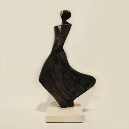 Skulptur, Stan Wys (Stanislaw Wysocki) brons på stensockel, signerad, numrerad 5/8, höjd med sockel ca 31cm, vridmärken på sockel 