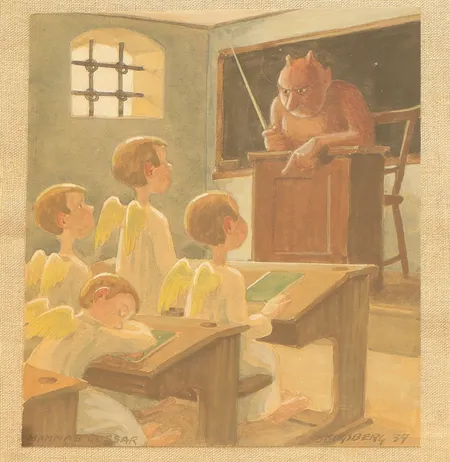 Tavla, Harald Skogsberg (1889-1980) "Mammas Gossar",daterad -34, akvarell på papper 17,5x20,5cm, med ram 33x36cm (ram med hårt slitage)  Skickas med postpaket.