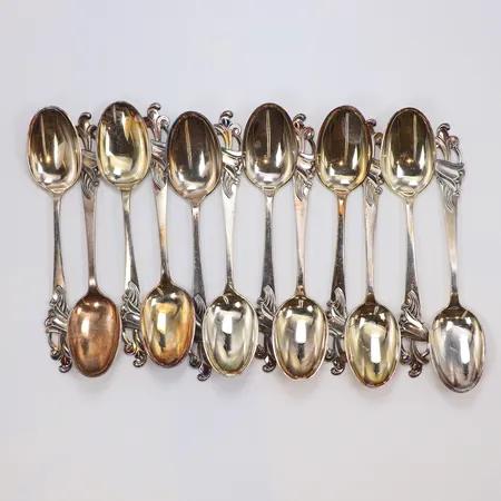 Tolv Kaffeskedar, Blåklockan, ca11,5cm, silver 830/1000  Vikt: 119,5 g