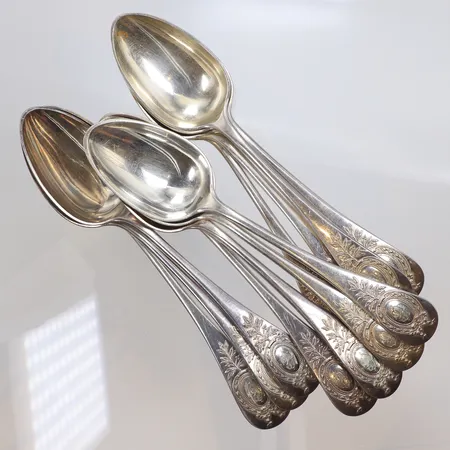 11st Matskedar, längd 18cm, gravyr (monogram) 1800-tal, silver 830/1000 Vikt: 609 g