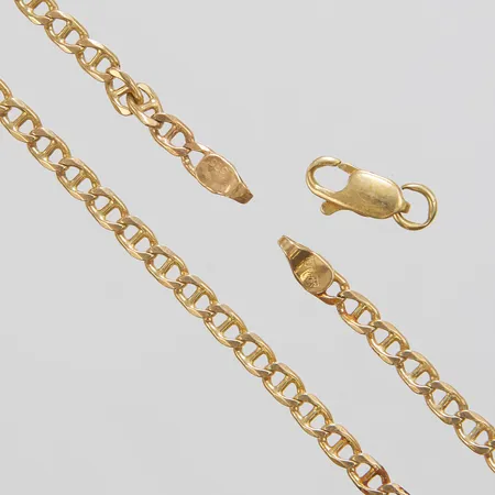 Kedja Pansar med stav, längd ca 54cm, bredd 3,5mm, ojämnheter, utbytt lås, 14K Vikt: 13,8 g