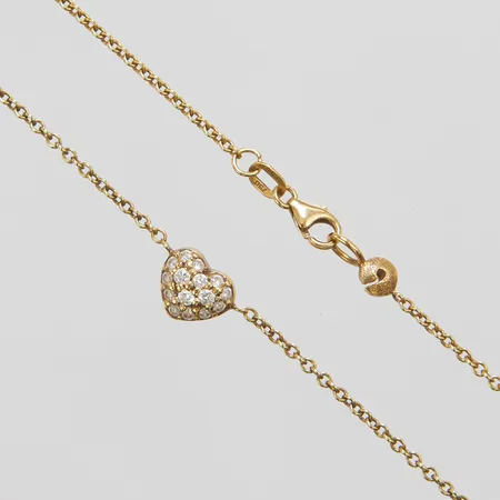 Collier, diamanter 15 x ca 0,01-0,02ct, längd ca 43cm, bredd 1-7,5mm, Italien Vicenza, 18K Vikt: 4,8 g