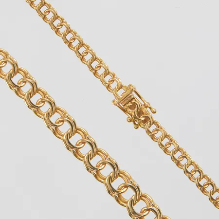 Collier doserad Bismarck, längd ca 45cm, bredd 3,5-6,5mm, GHA, 18K Vikt: 16,5 g