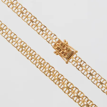 Collier doserad, X-länk med stav, längd ca 45,5cm, bredd 6-7mm, 18K Vikt: 12,9 g