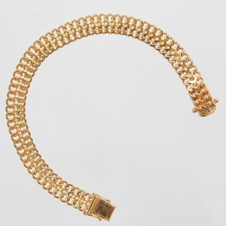 Armband Fiskben, längd ca 19cm, bredd 8,5mm, Esto Ab Guldvarufirman, år 1965, 18K Vikt: 22,8 g