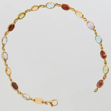 Armband, granater, citriner, ametister, blå topas, peridot, längd ca 19,5cm, bredd 4mm, Le-Gi, Italy, 18K, bruttovikt: 4,9g.