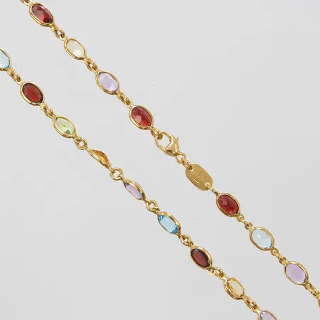 Collier, granater, citriner, ametister, blå topas, peridot, längd ca 47,5cm, bredd 4,5mm, Le-Gi, Italy, 18K, 11,2g Vikt: 11,2 g