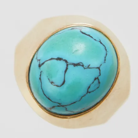 Ring, turkos, stl 17, bredd 3-16,5mm, Svedboms Guldsmeds Ab Hov, år 1970, 18K, bruttovikt: 6,1g Vikt: 6,1 g