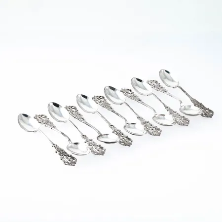 11 Mockaskedar i silver (830/1000), längd 99 mm. Stämplade GEWE (Gewe Silvervarufabriken AB, Malmö), Silverstämpel & Kattfot. Vikt: 83,3g.
