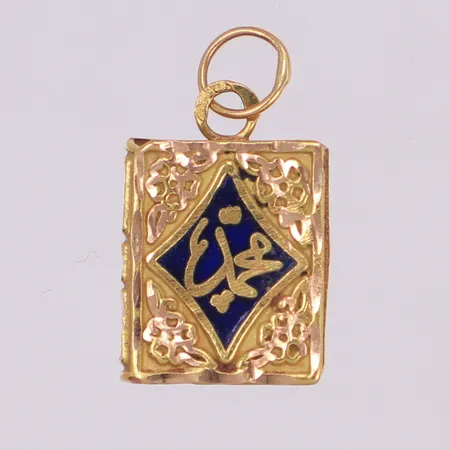 Hänge, emaljerade detaljer, 18x10mm, 18K Vikt: 0,7 g