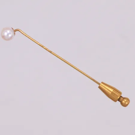 Kravattnål med odlad saltvattenpärla, Ø6,3mm, längd: 8cm, stopper i oädel metall, 18K, bruttovikt:  Vikt: 2,3 g