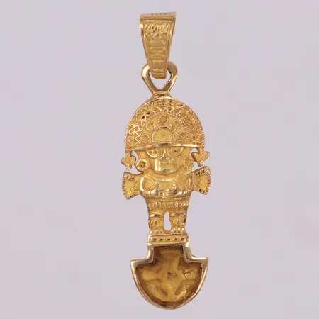 Hänge, Sydamerikanskt motiv, 39x12mm, saknar sten, 18K Vikt: 3,7 g