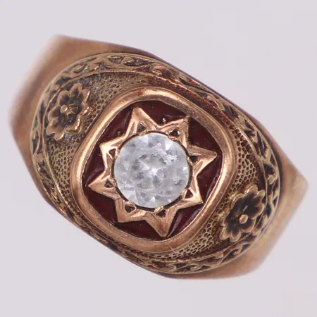 Ring, vit sten, stl ca. 19¾, bredd: 4,8-13,5mm, 8K Vikt: 5,2 g