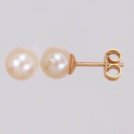 Pärlörhängen, odlade pärlor, Ø6,8mm, stift, saknar en snurrebuss, 18K Vikt: 1,4 g