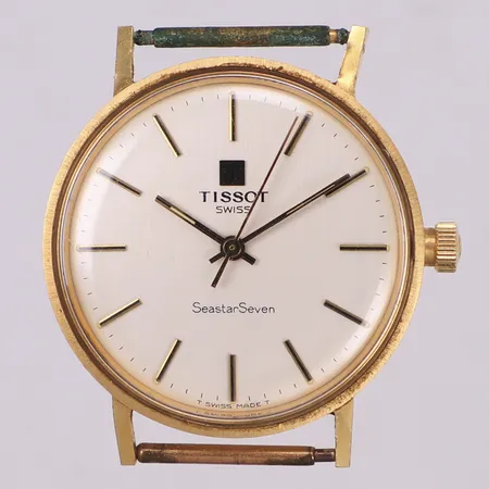 Herrur Tissot Seastar Seven, 18K, 33,5mm, manuell, defekt, gravyr, saknar band, inga tillbehör, bruttovikt: 26,4g Vikt: 26,4 g